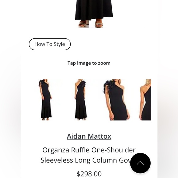 NWT Aidan Mattox Black Asymmetrical Ruffled Gown, One Shoulder Neckline; Size 6 - Picture 16 of 16